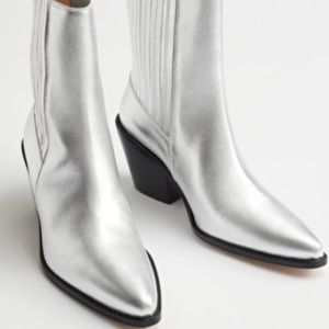Leather western silver booties